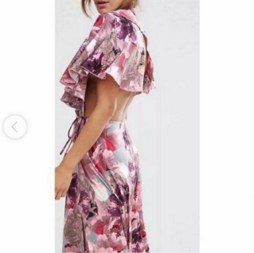 ASOS Floral Open Back Midi Floral Cape Dress 6